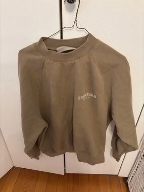 ESSENTIALS Women's Taupe size XS good condition Crew Sweatshirt with White Logo